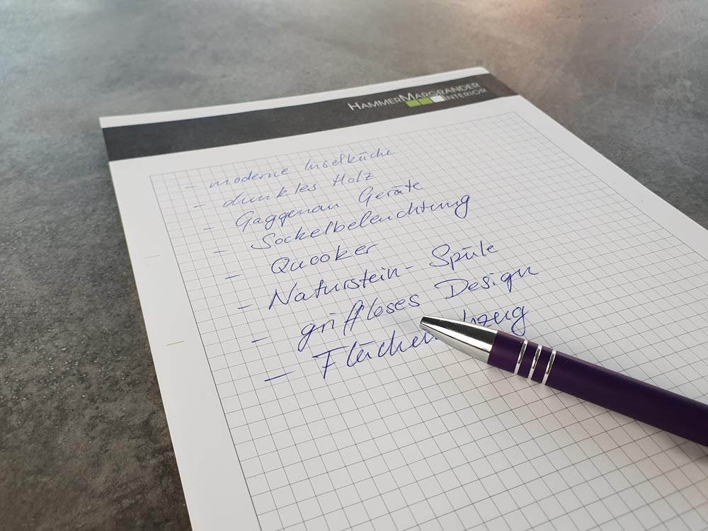 Was macht Ihre Traumküche aus? Erstellen Sie einfach eine Liste.