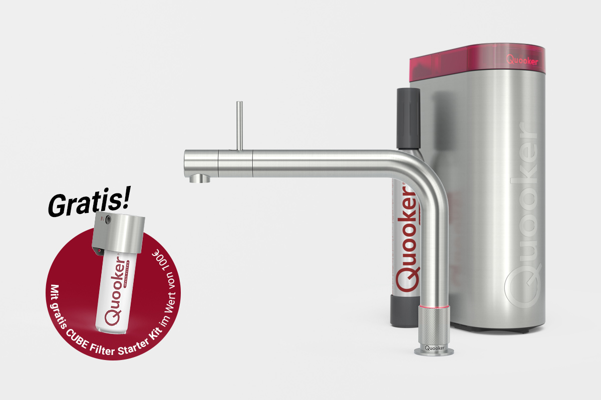 Quooker Front mit CUBE vorbestellen und gratis Filter dazu erhalten.