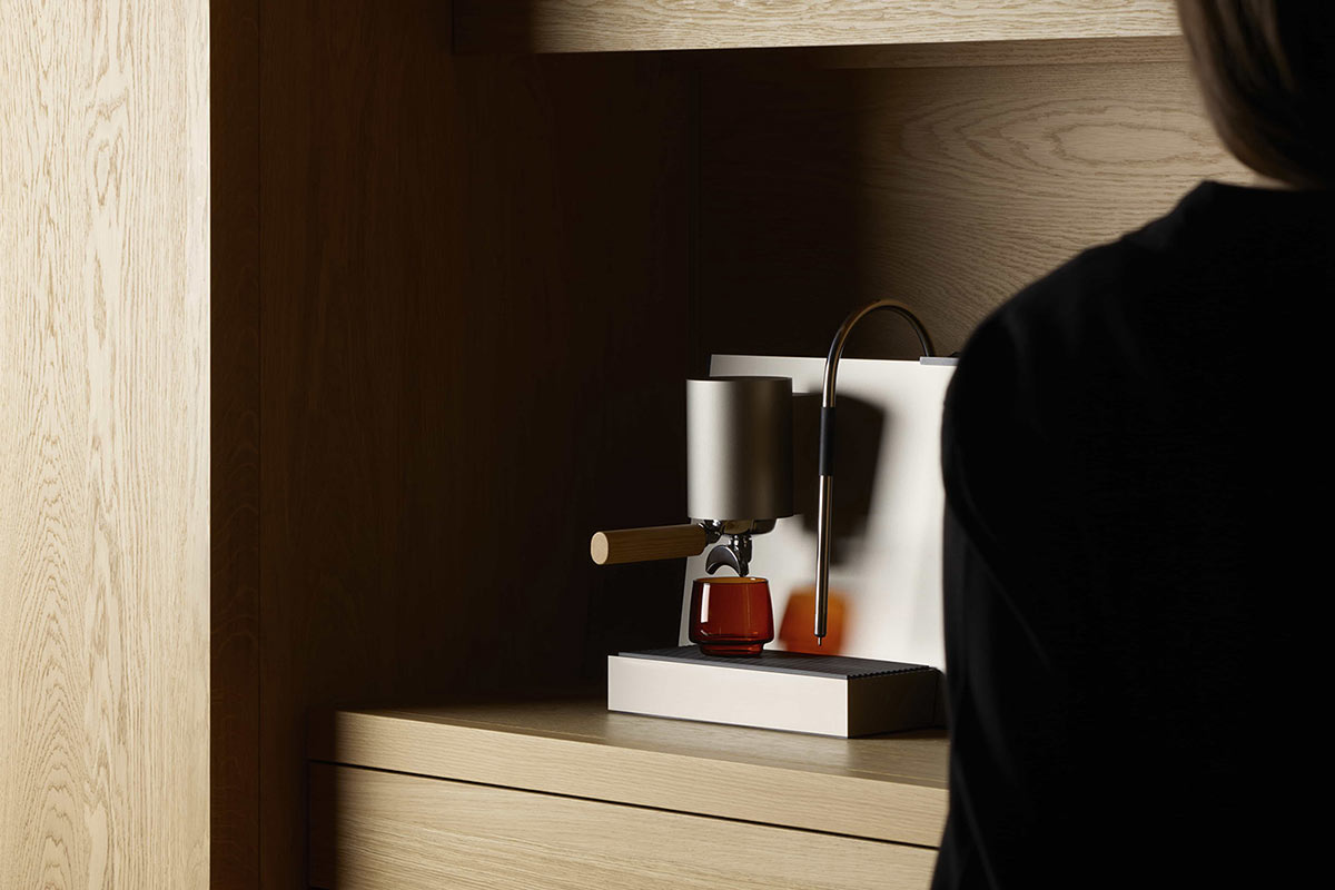 Mood-LIGRE-Espresso-Maschine LIGRE youn mit braunem Espresso-Glas